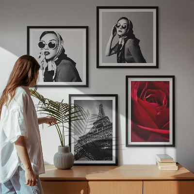 Wanddeko-set Pariserin mit Eiffelturmbrille