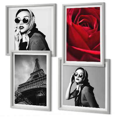 Wanddeko-set Pariserin mit Eiffelturmbrille