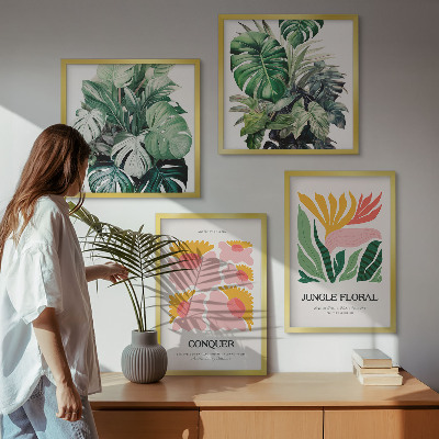 Polyptychon mit rahmen Blumen und Blätter – moderne Poster