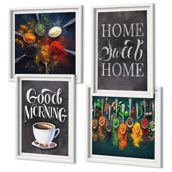 Wanddeko-set Gewürze, Kaffee, Tasse, Kräuter