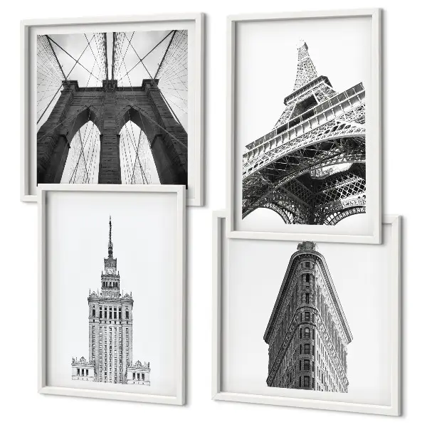 Wanddeko-Set Architektur im minimalistischen Schwarz-Weiß-Stil