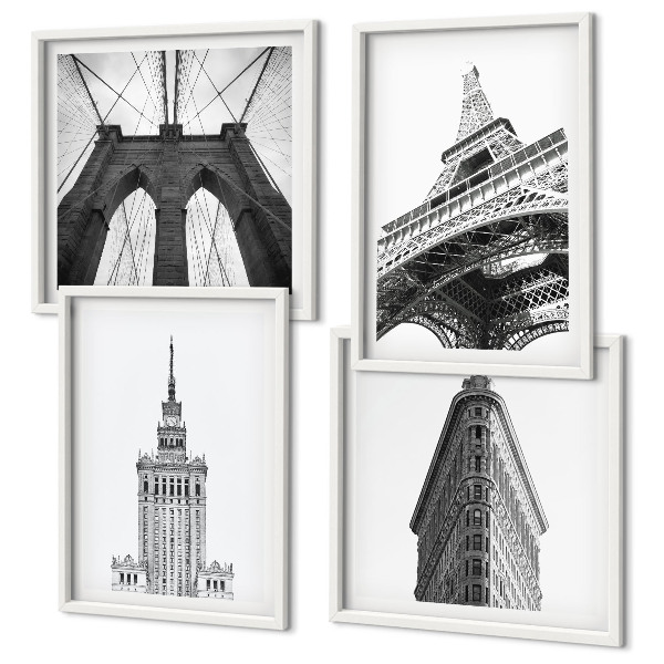 Wanddeko-set Architektur Schwarz-Weiß-Minimalismus