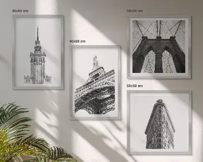 Wanddeko-Set Architektur im minimalistischen Schwarz-Weiß-Stil