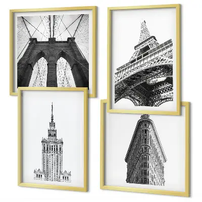 Wanddeko-Set Architektur im minimalistischen Schwarz-Weiß-Stil