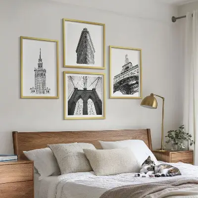 Wanddeko-Set Architektur im minimalistischen Schwarz-Weiß-Stil