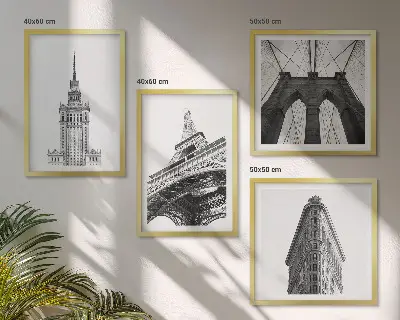 Wanddeko-Set Architektur im minimalistischen Schwarz-Weiß-Stil