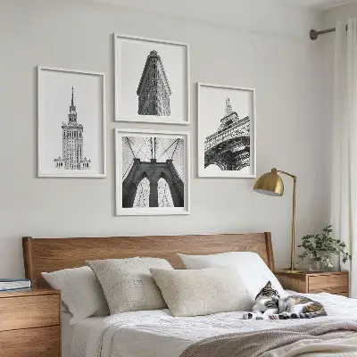 Wanddeko-Set Architektur im minimalistischen Schwarz-Weiß-Stil