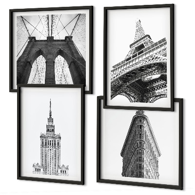 Wanddeko-set Architektur Schwarz-Weiß-Minimalismus
