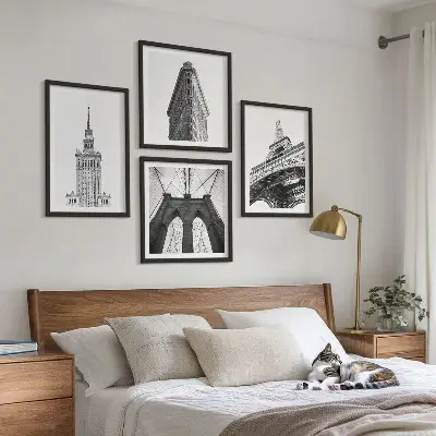 Wanddeko-Set Architektur im minimalistischen Schwarz-Weiß-Stil