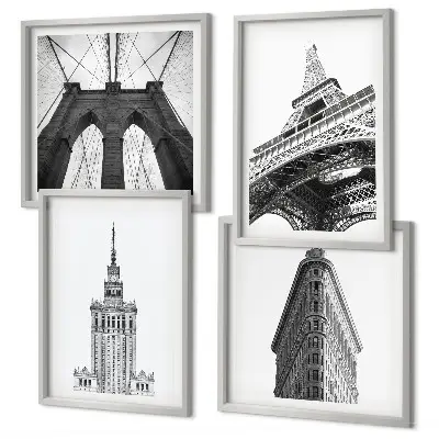 Wanddeko-Set Architektur im minimalistischen Schwarz-Weiß-Stil
