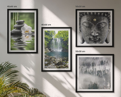 Polyptychon mit rahmen Harmonie der Natur, Steine, Wasser, Buddha