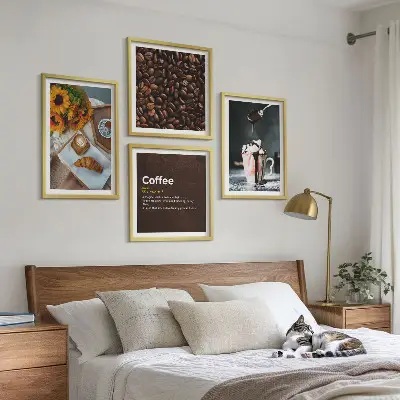 Italienische Frühstückskaffeebohnen als gerahmtes Polyptychon