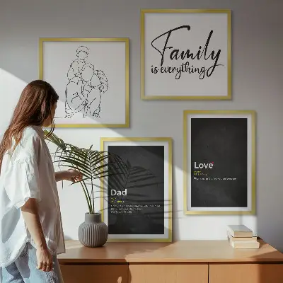 Definitionen der Liebe in Familienzeichnungen als Polyptychon mit Rahmen