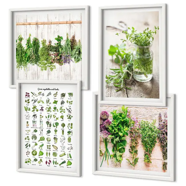 Wanddeko-Set mit getrockneten Kräutern für die Küche
