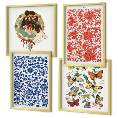 Wanddeko-set Vintage-Blumen-Schmetterlings-Ornamente