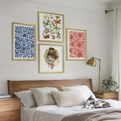Wanddeko-Set mit Vintage-Blumen- und Schmetterlings-Ornamenten