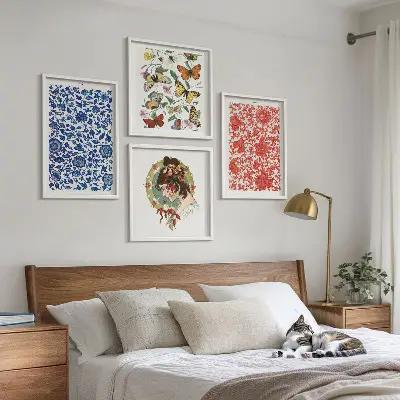 Wanddeko-Set mit Vintage-Blumen- und Schmetterlings-Ornamenten