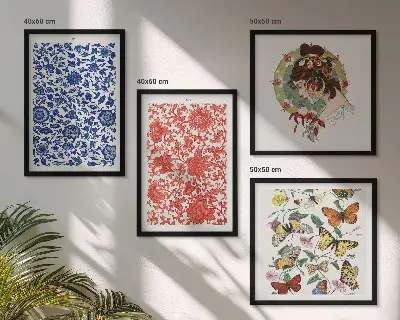 Wanddeko-Set mit Vintage-Blumen- und Schmetterlings-Ornamenten