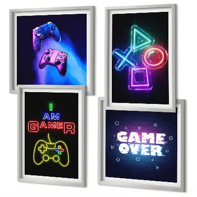 Polyptychon mit Rahmen Bild mit Gamepads und Spielersymbolen