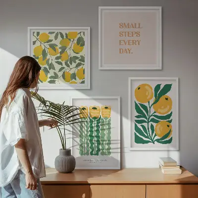 Pflanzenmuster mit Blumen als gerahmtes Polyptychon