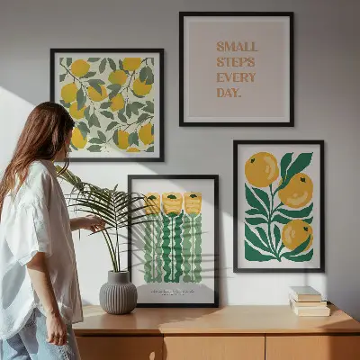 Pflanzenmuster mit Blumen als gerahmtes Polyptychon