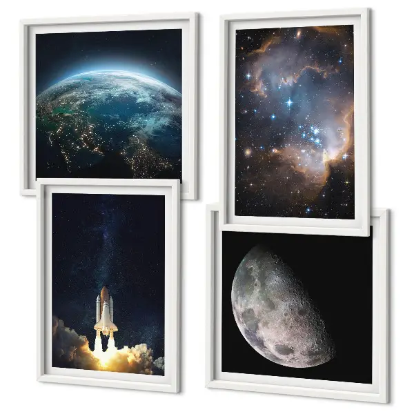 Wanddeko-Set mit Weltraum Motiven wie Erde Rakete und Galaxie