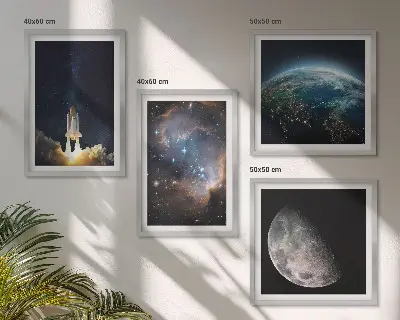 Wanddeko-Set mit Weltraum Motiven wie Erde Rakete und Galaxie