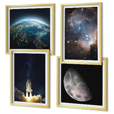 Wanddeko-Set mit Weltraum Motiven wie Erde Rakete und Galaxie