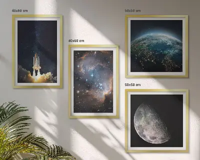 Wanddeko-Set mit Weltraum Motiven wie Erde Rakete und Galaxie
