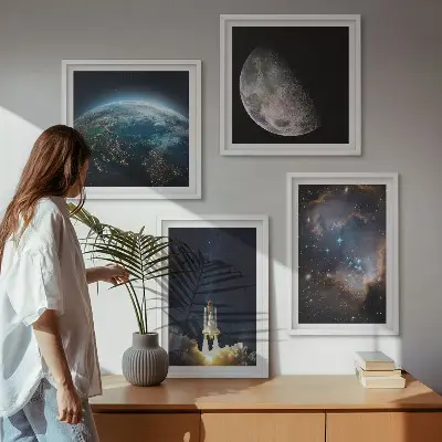 Wanddeko-Set mit Weltraum Motiven wie Erde Rakete und Galaxie