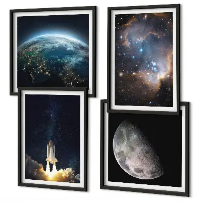 Wanddeko-Set mit Weltraum Motiven wie Erde Rakete und Galaxie