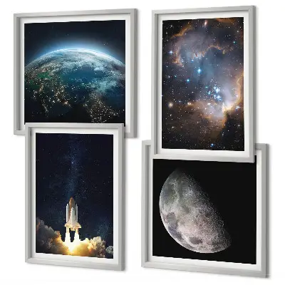 Wanddeko-Set mit Weltraum Motiven wie Erde Rakete und Galaxie