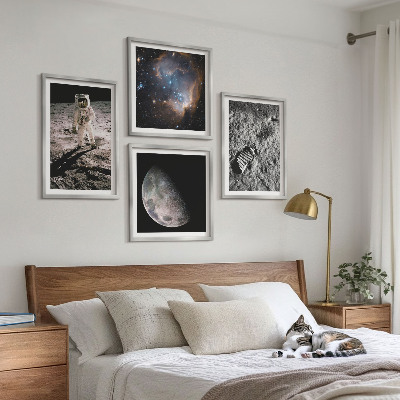 Wanddeko-set Astronautenfoto vom Mond