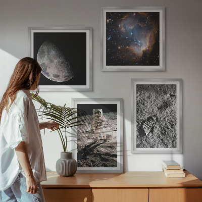 Wanddeko-set Astronautenfoto vom Mond