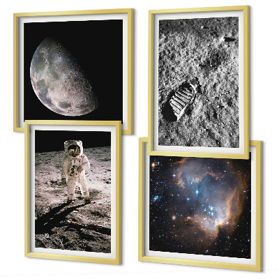 Wanddeko-set Astronautenfoto vom Mond
