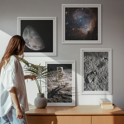 Wanddeko-set Astronautenfoto vom Mond