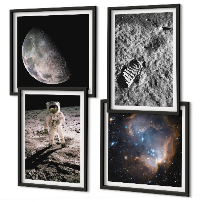 Wanddeko-set Astronautenfoto vom Mond