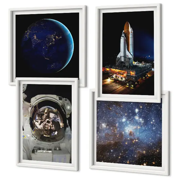Wanddeko-Set mit Weltraum, Erde, Astronaut und Rakete