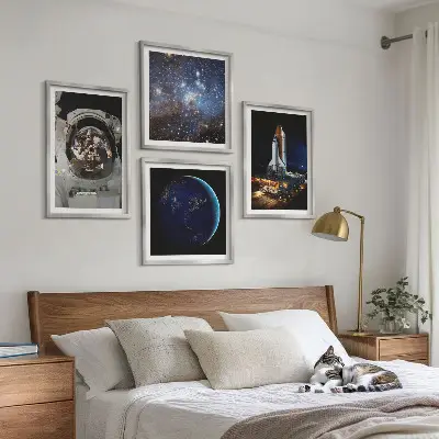 Wanddeko-Set mit Weltraum, Erde, Astronaut und Rakete