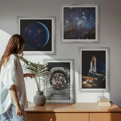Wanddeko-Set mit Weltraum, Erde, Astronaut und Rakete