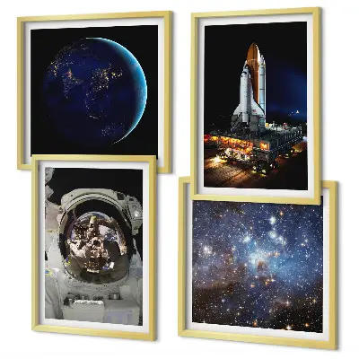 Wanddeko-Set mit Weltraum, Erde, Astronaut und Rakete