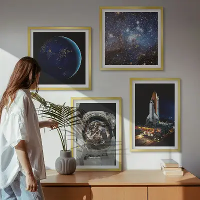 Wanddeko-Set mit Weltraum, Erde, Astronaut und Rakete
