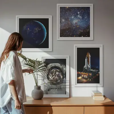 Wanddeko-Set mit Weltraum, Erde, Astronaut und Rakete