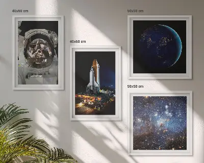 Wanddeko-Set mit Weltraum, Erde, Astronaut und Rakete