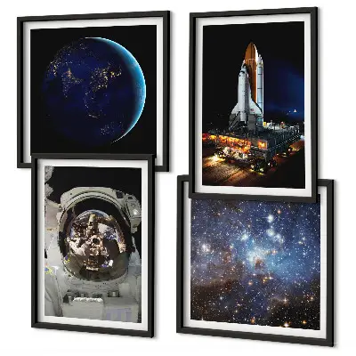 Wanddeko-Set mit Weltraum, Erde, Astronaut und Rakete