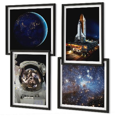 Wanddeko-set Weltraum Erde Astronaut Rakete