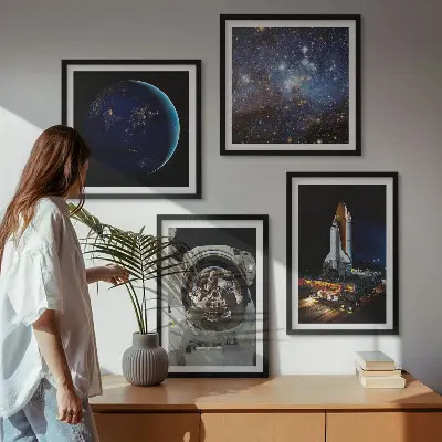 Wanddeko-Set mit Weltraum, Erde, Astronaut und Rakete