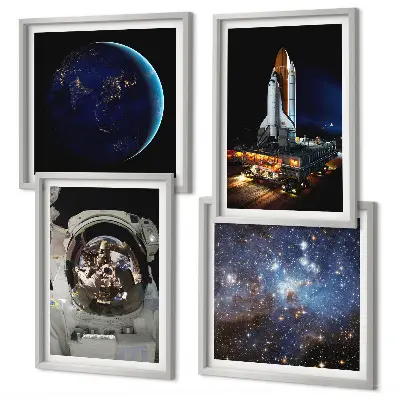 Wanddeko-Set mit Weltraum, Erde, Astronaut und Rakete