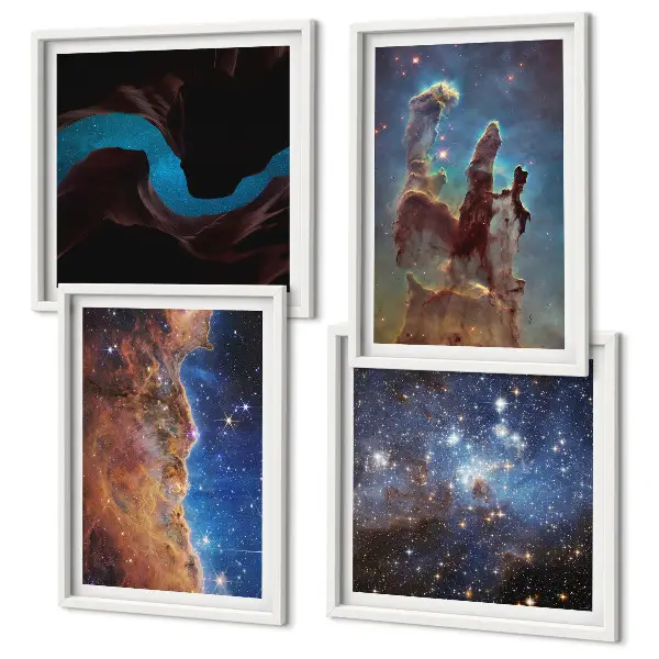 Wanddeko-Set mit Weltraumlandschaften von Galaxien