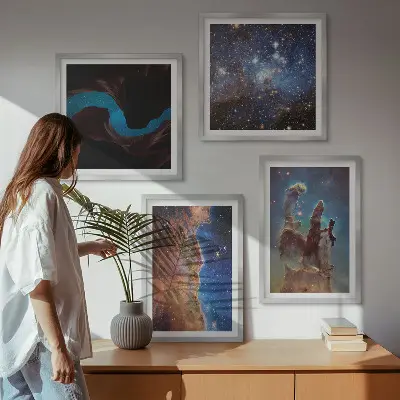 Wanddeko-Set mit Weltraumlandschaften von Galaxien